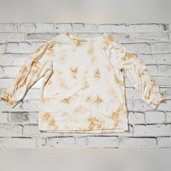 Anthropologie Jane & Delancey Tie-Dye Crewneck Sweatshirt with Ruched Sleeves - Picture 3 of 11